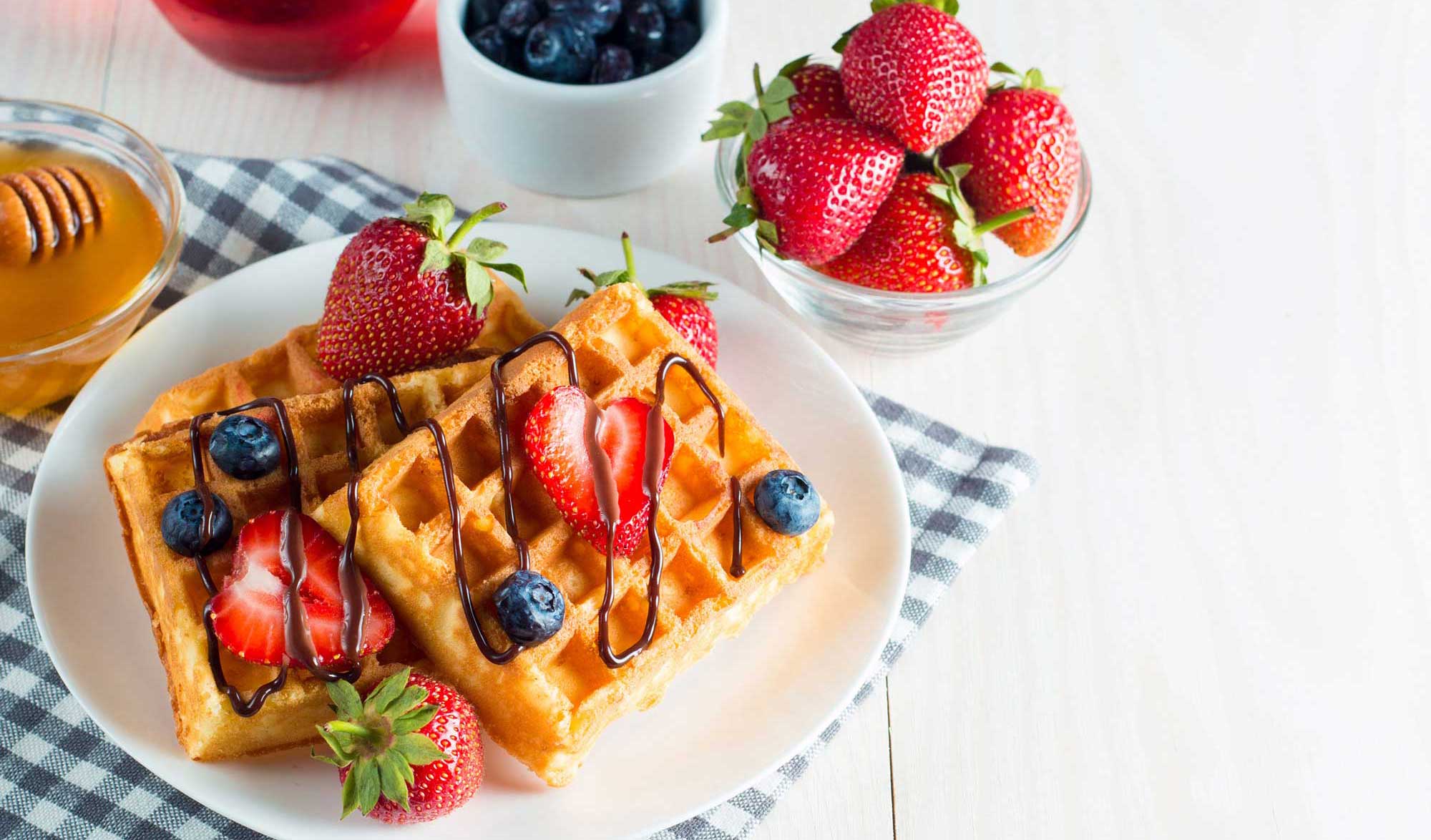 strawberry blueberry waffle with Nutella